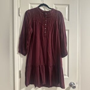 Loft burgundy, long sleeve short dress